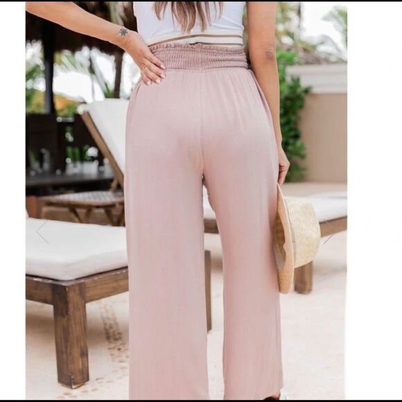 Pink Lily Mauve Smocked Waist Pants - Picture 3 of 8